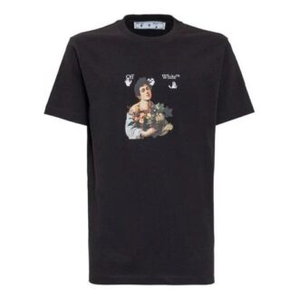 SS21 Cartoon-tryck Rund hals Shorts-version Svart