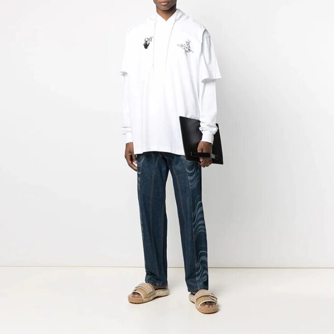 SS21 Casual mönstrad tröja Vit