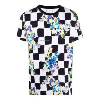 SS21 Cotton Flowers rutig kortärmad svartvit T-shirt