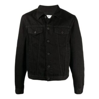 SS21 Denimjacka med logotryck, lös passform, svart
