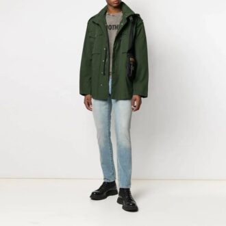 SS21 Hoodie med dragkedja och mönster med pilar, standardversion, grön