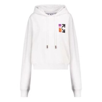 SS21 Huvtröja med gradientpil-tryck, casual, standardversion, unisex, vit