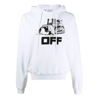 SS21 Långärmad vit hoodie med logotryck