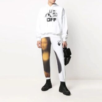 SS21 Långärmad vit hoodie med logotryck