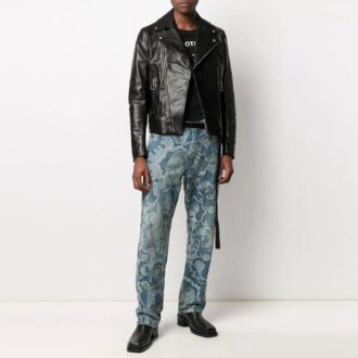 SS21 Logo-mönster dragkedja Slim Fit-version Svart