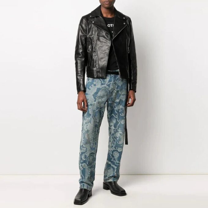 SS21 Logo-mönster dragkedja Slim Fit-version Svart