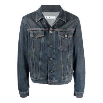 SS21 Logo-mönstrad denimjacka i lös passform, denimblå