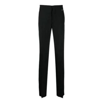 SS21 Logo raka casualbyxor i slim fit-modell, svarta