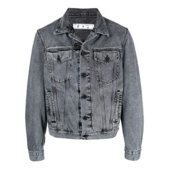 SS21 Logo-tryckt Denimjacka, lös passform, grå