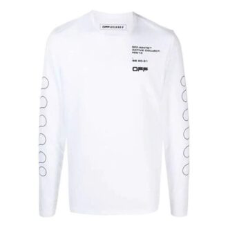 SS21-logotypmönstertryck Långärmad Slim Fit-version Vit