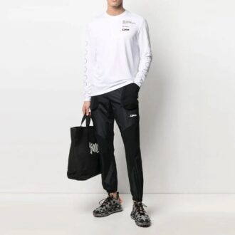 SS21-logotypmönstertryck Långärmad Slim Fit-version Vit