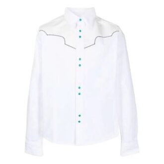 SS21 Patchwork-skjorta med tryck, vit