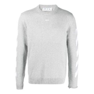 SS21 Pullover med logomönster och rund hals, grå
