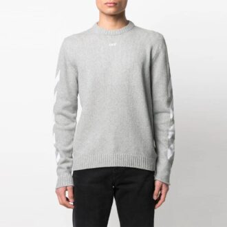 SS21 Pullover med logomönster och rund hals, grå
