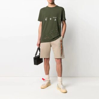 SS21 Pullover med logotryck, korta ärmar, lös passform, grön