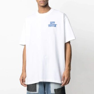 SS21 Pullover med logotryck, korta ärmar, lös passform, vit