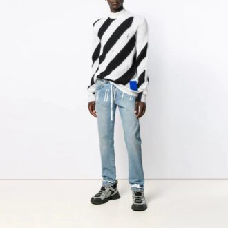 SS21 Stripe High Collar Svart Vit