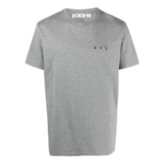 SS21 T-shirt med logotryck, rund hals och korta ärmar, standardversion, grå