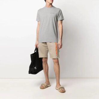 SS21 T-shirt med logotryck, rund hals och korta ärmar, standardversion, grå