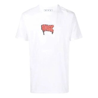 SS21 T-shirt med logotryck, rund hals och korta ärmar, vit