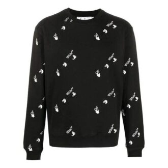 SS21 Tryckt slim fit-tröja med rund hals, svart
