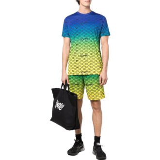 SS22 Alfabet geometriskt mönster heltryck gradient kortärmad blå