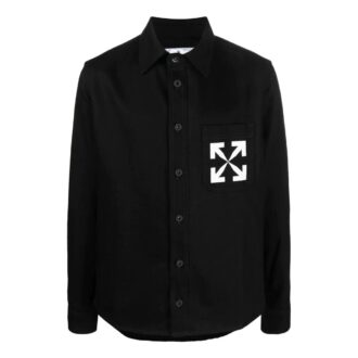 SS22 Arrow Logo-mönster, Denim, långärmad skjorta, svart