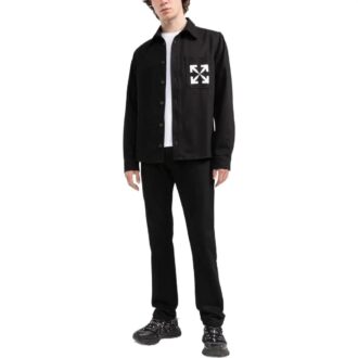 SS22 Arrow Logo-mönster, Denim, långärmad skjorta, svart