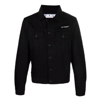 SS22 Denimjacka med tryckt logotyp på bröstet Svart