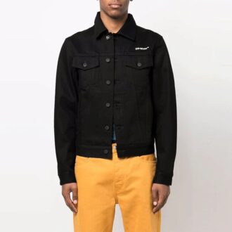 SS22 Denimjacka med tryckt logotyp på bröstet Svart